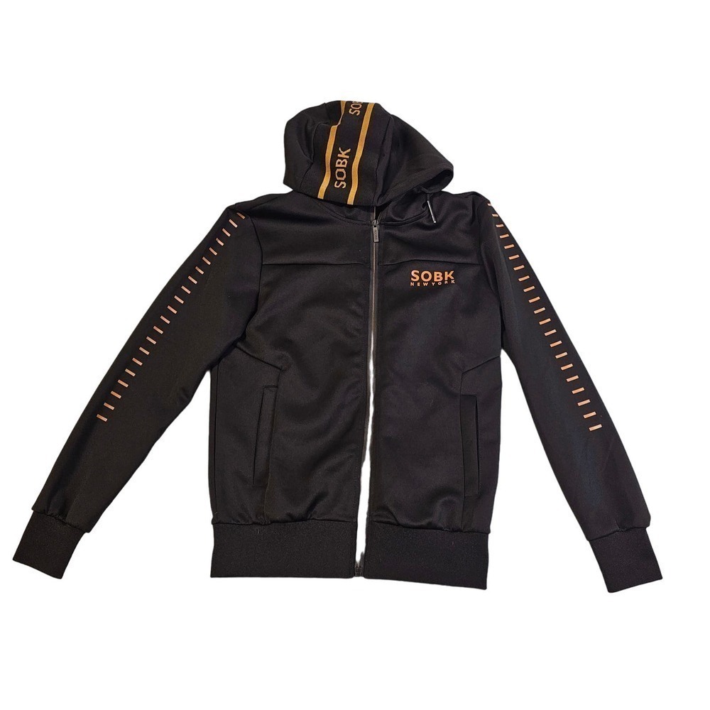 SOBK NewYork black hoodie jacket.  SzSm. Stylish. Comfy. Thick‎ fabric. Hiphop.